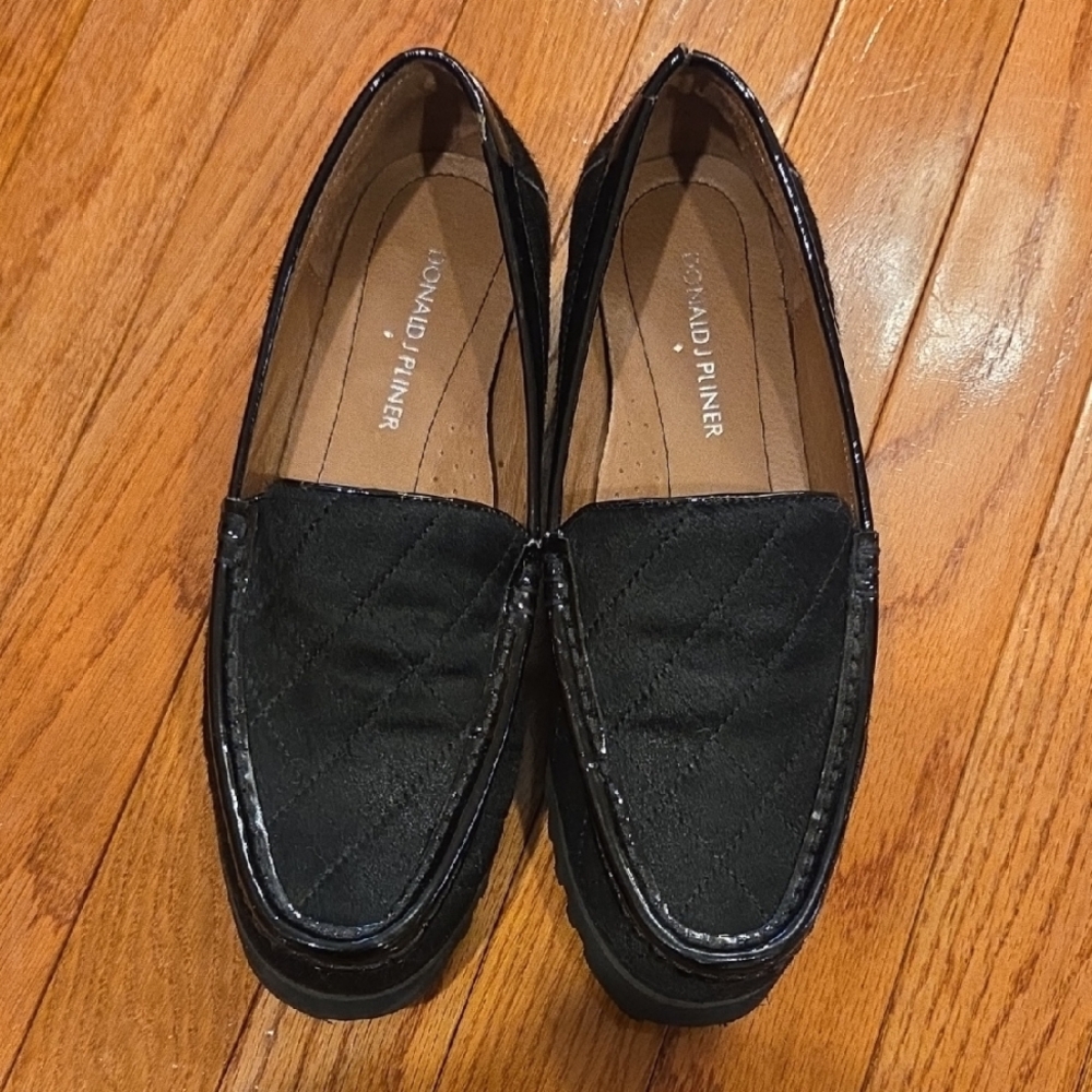 Donald Pliner Black Quilted Loafers